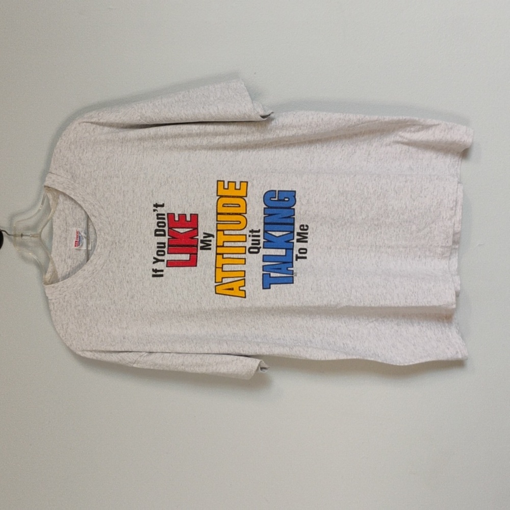 Hanes Graphic Tee " If You Don't Like My Attitude.. Men's Gray Short Sleeve Tee